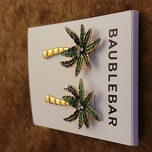 BaubleBar Tropical Palm Earrings with Green and Gold NWT - Picture 10 of 13